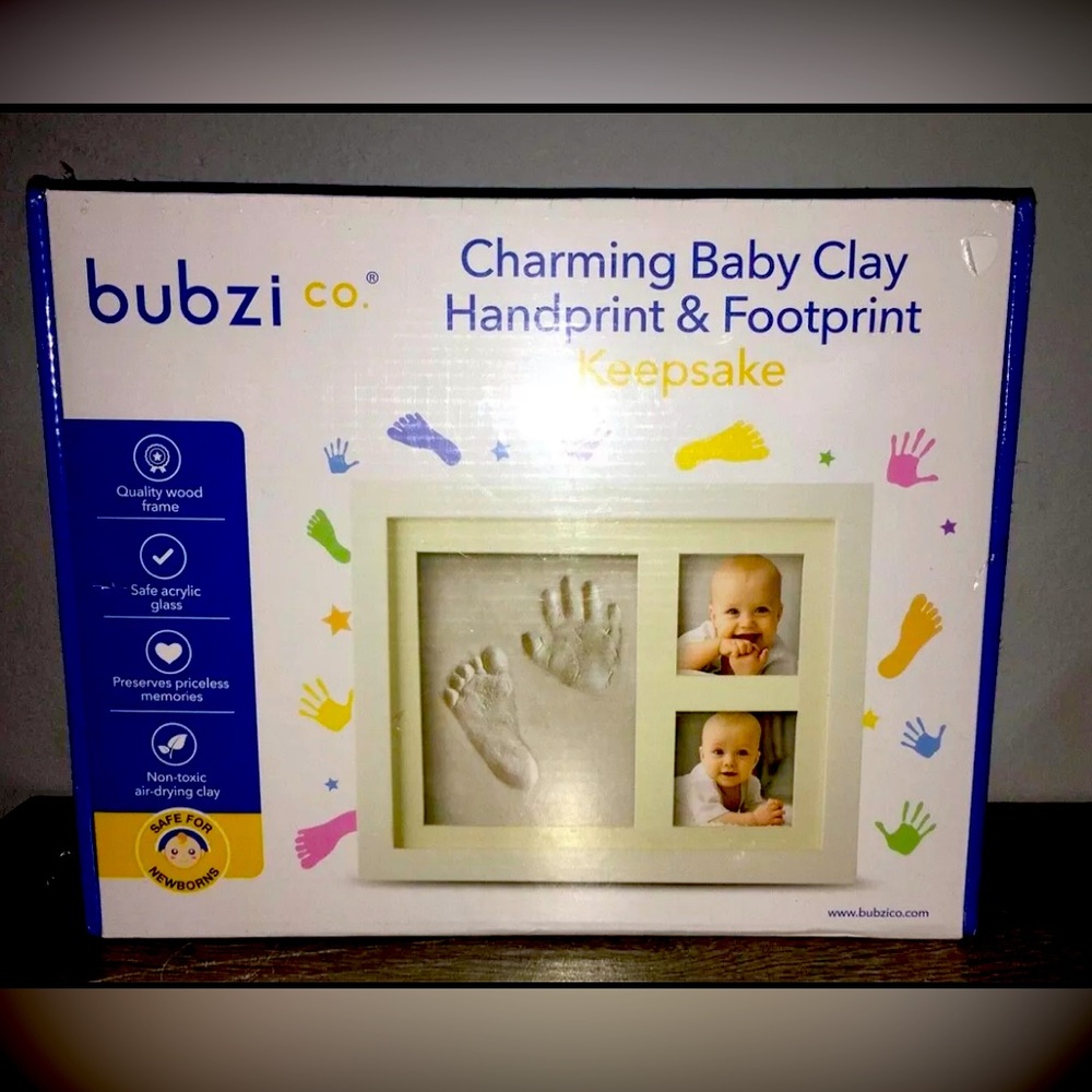 Bubzi Co Clay Handprint Footprint Photo Frame Kit Baby Newborn Keepsake - Sealed